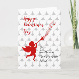 Cartes Pour Fêtes Annuelles Cupide jouant de la musique le jour de la Saint Va