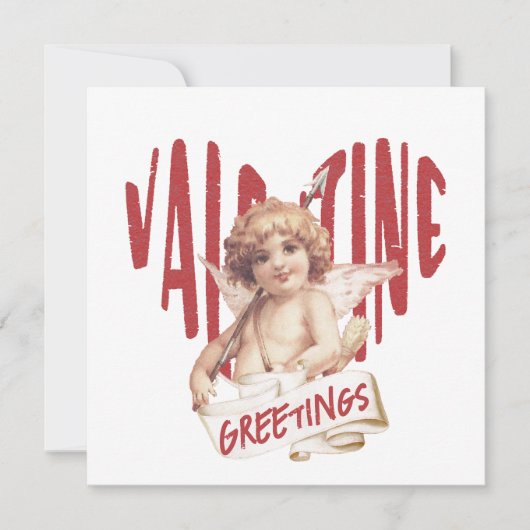 Cartes Pour Fêtes Annuelles Cupidon Vœux de la Saint-Valentin Cœur Rouge Amour (Devant)