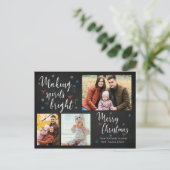 Cartes Pour Fêtes Annuelles Custom 3 Photo Collage Making Spirits Bright (Debout devant)