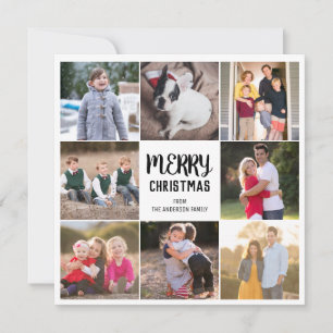 Cartes Pour Fêtes Annuelles Custom 8 Photo Joyeux Noël Vert En vichy Plaid
