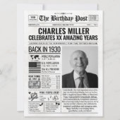 Cartes Pour Fêtes Annuelles Custom Back in 1930 Newspaper Birthday Card, Trend (Devant)