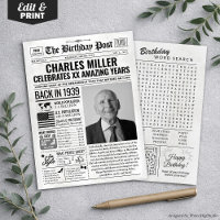 Custom Back in 1939 Newspaper Birthday Card, Trend