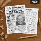 Cartes Pour Fêtes Annuelles Custom Back in 1957 Newspaper Birthday Card, Trend