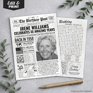 Cartes Pour Fêtes Annuelles Custom Back in 1958 Newspaper Birthday Card, Trend