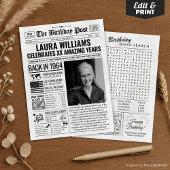 Cartes Pour Fêtes Annuelles Custom Back in 1964 Newspaper Birthday Card, Trend