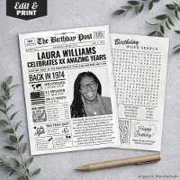 Custom Back in 1974 Newspaper Birthday Card, Trend