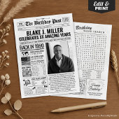 Cartes Pour Fêtes Annuelles Custom Back in 1990 Newspaper Birthday Card, Trend