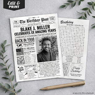 Cartes Pour Fêtes Annuelles Custom Back in 1998 Newspaper Birthday Card, Trend