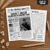 Cartes Pour Fêtes Annuelles Custom Back in 2012 Newspaper Birthday Card, Trend