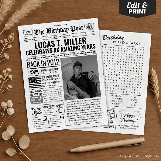 Cartes Pour Fêtes Annuelles Custom Back in 2012 Newspaper Birthday Card, Trend