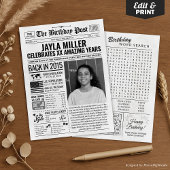 Cartes Pour Fêtes Annuelles Custom Back in 2015 Newspaper Birthday Card, Trend