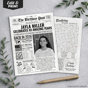 Cartes Pour Fêtes Annuelles Custom Back in 2016 Newspaper Birthday Card, Trend