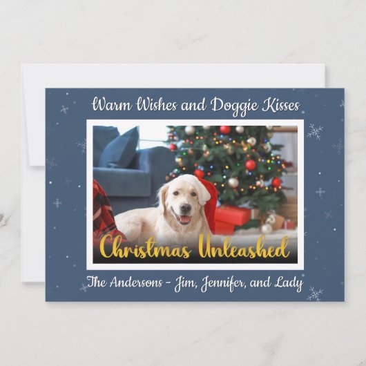 Cartes Pour Fêtes Annuelles Custom Dog Photo Christmas Unleashed (Devant)