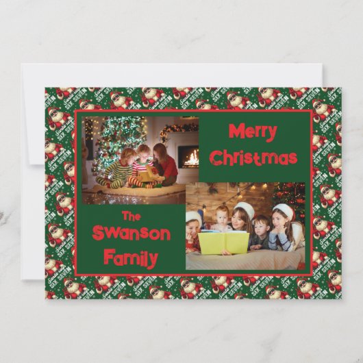 Cartes Pour Fêtes Annuelles Custom Funny Christmas Card with Family Greeting (Devant)