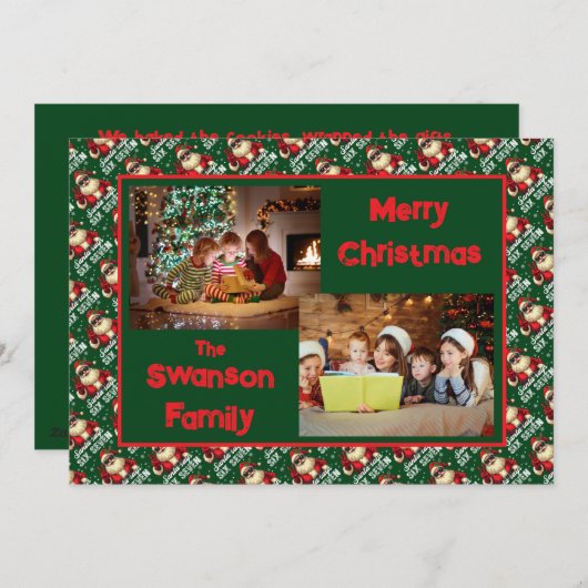 Cartes Pour Fêtes Annuelles Custom Funny Christmas Card with Family Greeting (Devant / Derrière)