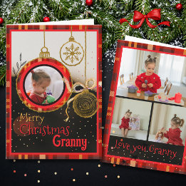 Cartes Pour Fêtes Annuelles Custom Granny Christmas Photo Card | Red Plaid