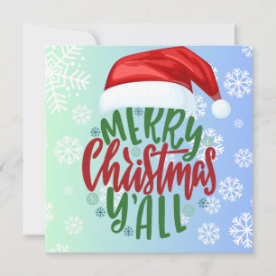 Cartes Pour Fêtes Annuelles Custom Green Blue Ombre Joyeux Noël Y'all