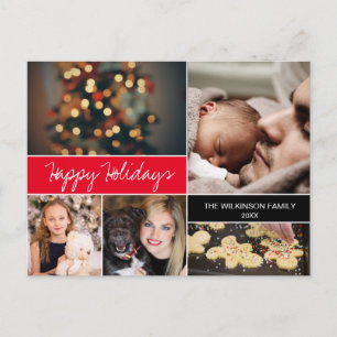 Cartes Pour Fêtes Annuelles Custom Happy Holidays Photos de famille Red Christ