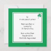Cartes Pour Fêtes Annuelles Custom HAPPY ST PATRICK'S DAY Shamrock Béni (Dos)