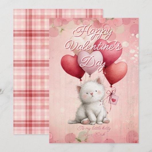 Cartes Pour Fêtes Annuelles Custom Message Cat Animal Valentines Day (Devant / Derrière)