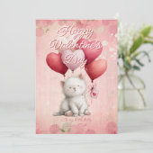Cartes Pour Fêtes Annuelles Custom Message Cat Animal Valentines Day (Debout devant)
