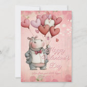 Cartes Pour Fêtes Annuelles Custom Message Hippo Animal Valentines Day (Devant)