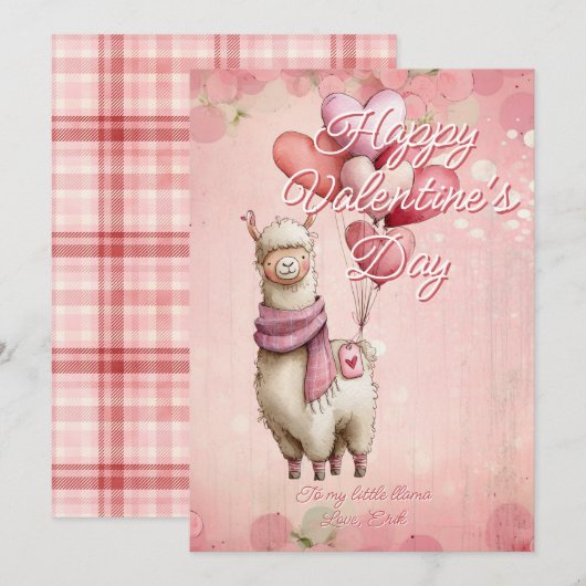 Cartes Pour Fêtes Annuelles Custom Message Llama Animal Valentines Day (Devant / Derrière)