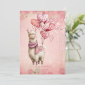 Cartes Pour Fêtes Annuelles Custom Message Llama Animal Valentines Day (Debout devant)