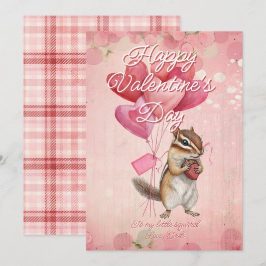 Cartes Pour Fêtes Annuelles Custom Message Squirrel Animal Valentines Day (Devant / Derrière)