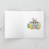 Cartes Pour Fêtes Annuelles Custom Name Pink Easter Bunny  (Intérieur)