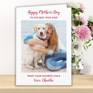Cartes Pour Fêtes Annuelles Custom Pet Dog Photo Best Mom Ever Fête des Mères