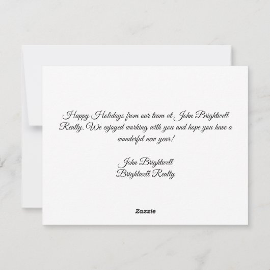 Cartes Pour Fêtes Annuelles Custom Real Estate Company Joyeux jours fériés Rou (Dos)