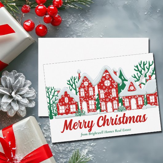 Cartes Pour Fêtes Annuelles Custom Real Estate Company Merry Christmas Houses