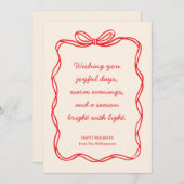 Cartes Pour Fêtes Annuelles Custom Red Bow No Photo Christmas Letter Message (Devant / Derrière)