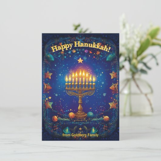 Cartes Pour Fêtes Annuelles Custom text✡️ Hanukkah 🕎 Shine On, (Debout devant)