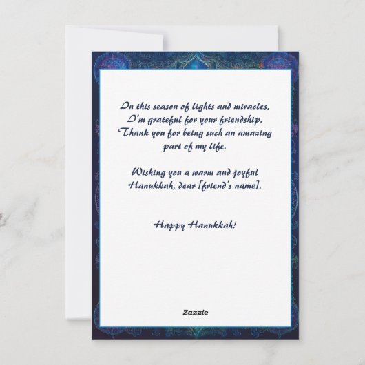 Cartes Pour Fêtes Annuelles Custom text✡️ Hanukkah Starry Night Shalom (Dos)