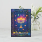 Cartes Pour Fêtes Annuelles Custom text✡️ Hanukkah Starry Night Shalom (Debout devant)