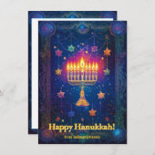 Cartes Pour Fêtes Annuelles Custom text✡️ Hanukkah Starry Night Shalom (Devant / Derrière)