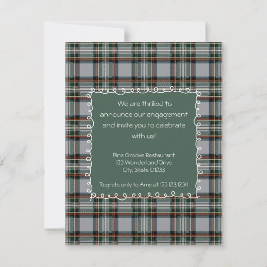 Cartes Pour Fêtes Annuelles Custom Winter Engagement Photo Card with Tartan (Dos)