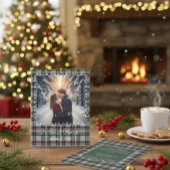 Cartes Pour Fêtes Annuelles Custom Winter Engagement Photo Card with Tartan