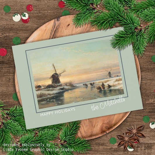 Cartes Pour Fêtes Annuelles Custom Winter Wonderland Paysage peinture d'art