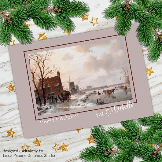 Cartes Pour Fêtes Annuelles Custom Winter Wonderland Paysage peinture d'art