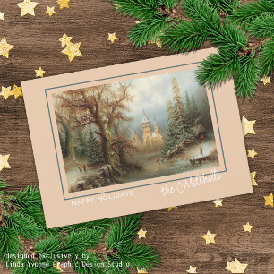 Cartes Pour Fêtes Annuelles Custom Winter Wonderland Paysage peinture d'art