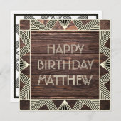 Cartes Pour Fêtes Annuelles Custom Wood Manly Moderne Chic Masculine Anniversa (Devant / Derrière)