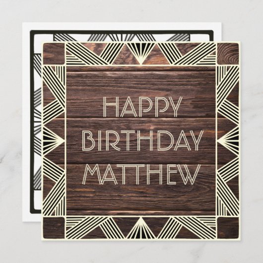 Cartes Pour Fêtes Annuelles Custom Wood Manly Moderne Chic Masculine Anniversa (Devant / Derrière)