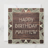Cartes Pour Fêtes Annuelles Custom Wood Manly Moderne Chic Masculine Anniversa (Devant)