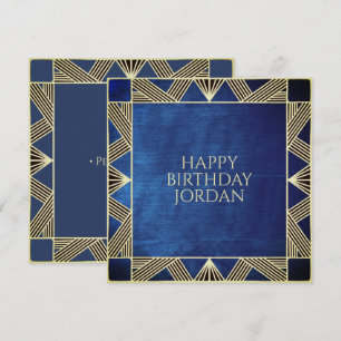 Cartes Pour Fêtes Annuelles Custom Wood Modern Marine Blue Masculine Anniversa