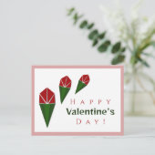 Cartes Pour Fêtes Annuelles Customisé Fun Rose, Vert, Roses rouges Valentin (Debout devant)