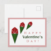 Cartes Pour Fêtes Annuelles Customisé Fun Rose, Vert, Roses rouges Valentin (Devant / Derrière)