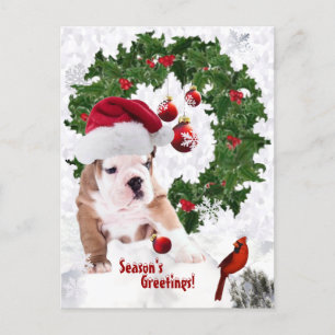 Cartes Pour Fêtes Annuelles Customisez-Le ! - Buldog Puppy Christmas Version 2